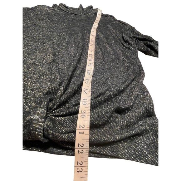 Jennifer Lopez Black Metallic Lightweight Knit Long Sleeve Turtleneck Top XLarge - Picture 8 of 9